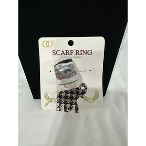 Silver Tone Houndstooth Elephant Scarf Ring Fashion Leader OG00157ASJET New